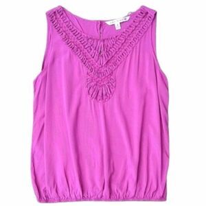 Max Studio Pink Bubble Hem Sleeveless Tank Top Small